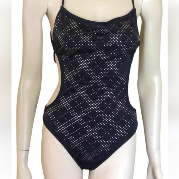 Burberry Black Studded Super Sexy CutOut Swimsuit One-piece Bathing Suit - Picture 1 of 7